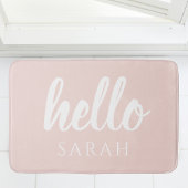 Moderne, minimale Pastel Roze Hallo en u noemt Badmat