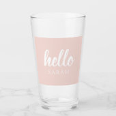 Moderne, minimale Pastel Roze Hallo en u noemt Glas (Voorkant)