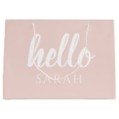 Moderne, minimale Pastel Roze Hallo en u noemt Groot Cadeauzakje (Voorkant)