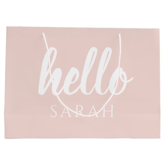Moderne, minimale Pastel Roze Hallo en u noemt Groot Cadeauzakje (Achterkant)