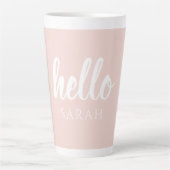 Moderne, minimale Pastel Roze Hallo en u noemt Latte Mok (Voorkant)