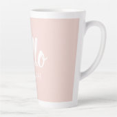 Moderne, minimale Pastel Roze Hallo en u noemt Latte Mok (Rechts)