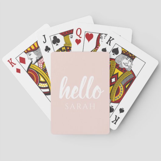 Moderne, minimale Pastel Roze Hallo en u noemt Pokerkaarten (Achterkant)
