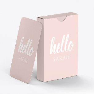 Moderne, minimale Pastel Roze Hallo en u noemt Pokerkaarten