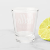 Moderne, minimale Pastel Roze Hallo en u noemt Shot Glas (Achterkant)