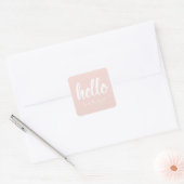 Moderne, minimale Pastel Roze Hallo en u noemt Vierkante Sticker (Envelop)
