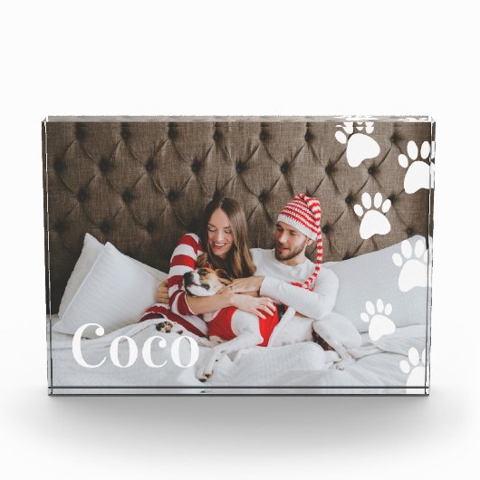 Moderne minimale Pet Paw Print Pattern Fotoblokken (Voorkant)