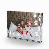 Moderne minimale Pet Paw Print Pattern Fotoblokken (Rechts)