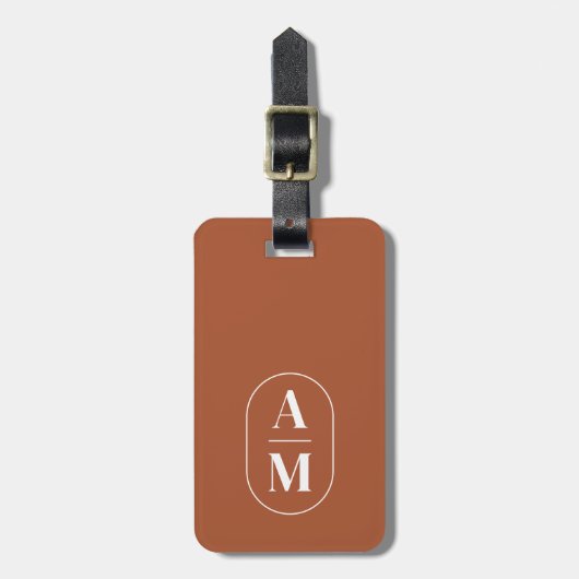 Moderne Minimale Pil Monogram - Terra Cotta Bagagelabel (Voorkant verticaal)