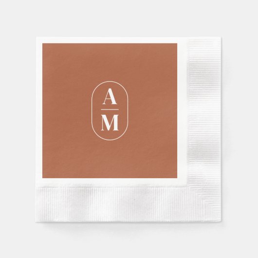 Moderne Minimale Pil Monogram - Terra Cotta Servet (Voorkant)
