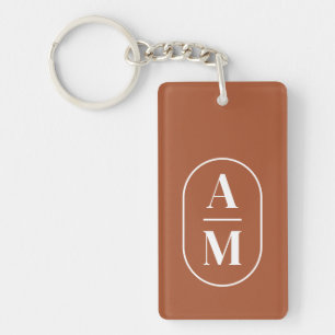 Moderne Minimale Pil Monogram - Terra Cotta Sleutelhanger