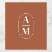 Moderne Minimale Pil Monogram - Terra Cotta Wijn Etiket (Enkel label)