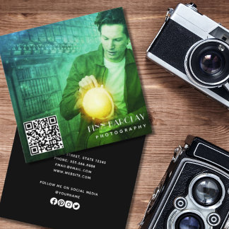Moderne minimale professionele fotografie QR-code Vierkante Visitekaartje