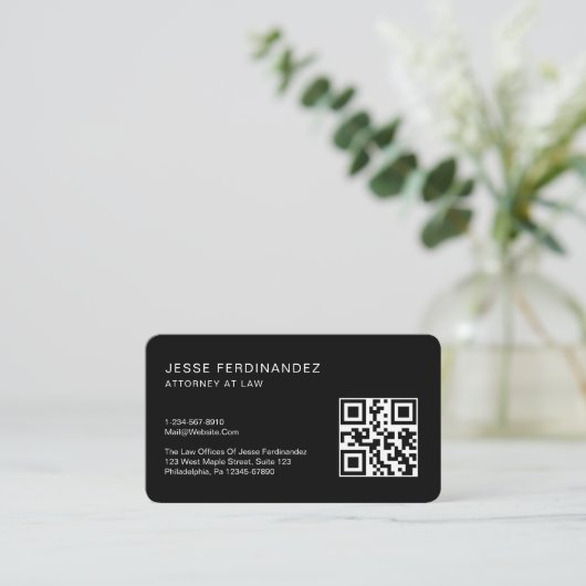 Moderne minimale professionele QR-code zwart Visitekaartje (Staand voorkant)