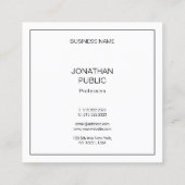Moderne, minimale professionele Sjabloon Vierkante Visitekaartje (Achterkant)