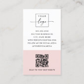 Moderne minimale QR-code blush roze wit verticaal Visitekaartje (Achterkant)