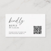 Moderne Minimale QR Code bruiloft vriendelijk antw Informatiekaartje (Voorkant)