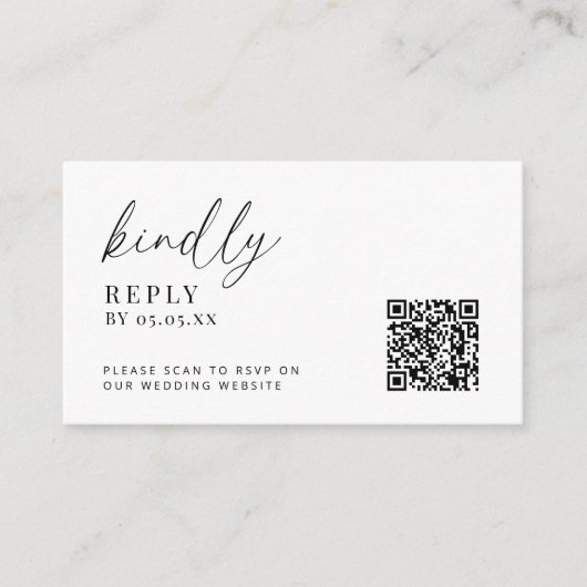 Moderne Minimale QR Code bruiloft vriendelijk antw Informatiekaartje (Voorkant)