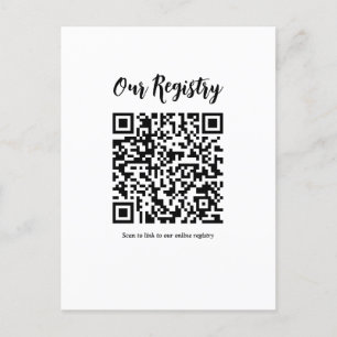 Moderne minimale QR-code Scannable Wedding Registr Briefkaart