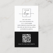 Moderne minimale QR-code zwart wit verticaal Visitekaartje (Achterkant)