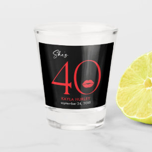Moderne minimale rode lippen Ze is veertig jaar Shot Glas