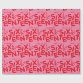 Moderne minimale rode roze typografie 16e verjaard cadeaupapier (Vlak)