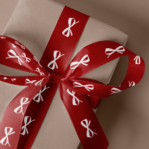 Moderne minimale rode witte strik Kerstcadeau verp Lint