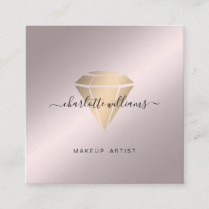 Moderne minimale Rosegold-Gold Diamant Salon Vierkante Visitekaartje