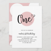 Moderne minimale roze | 1e verjaardag kaart (Voorkant / Achterkant)