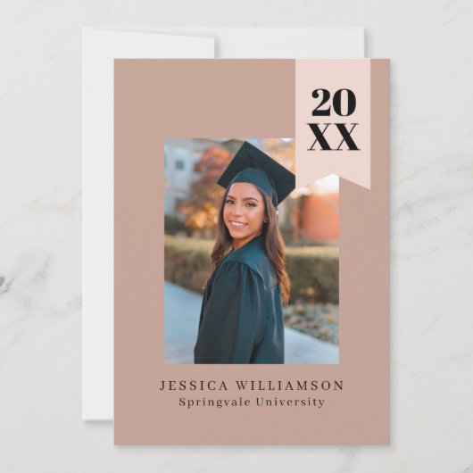 Moderne, minimale roze Afstuderen Aankondiging (Voorkant)