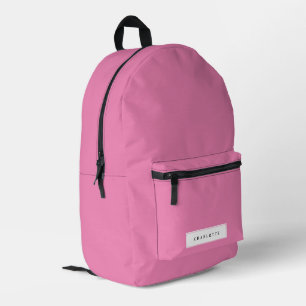Moderne minimale roze effen kleur aangepaste naam bedrukte rugzak