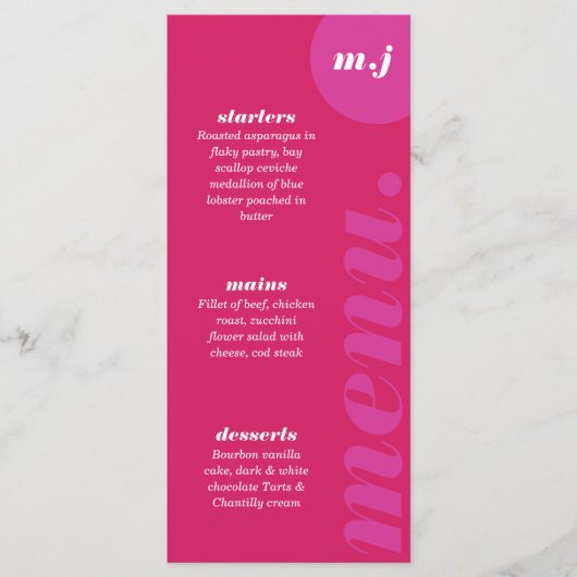 Moderne minimale roze en magenta retro-arch gebold menu (Voorkant)