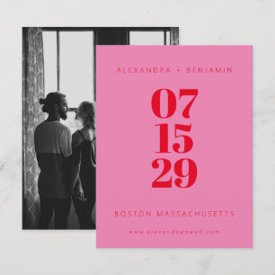Moderne, minimale roze en rode, volledige foto save the date