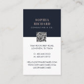 Moderne minimale roze & marine zakelijke foto QR-c Visitekaartje (Achterkant)