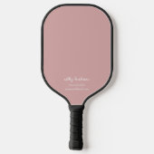 Moderne minimale roze monogram naam + contactgegev pickleball paddle (Achterkant)