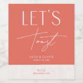 Moderne minimale roze speciale bruiloft wijn etiket (Enkel label)