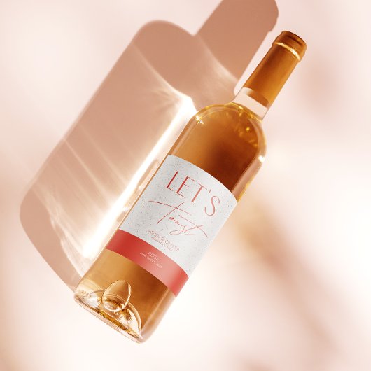 Moderne minimale roze speciale bruiloft wijn etiket