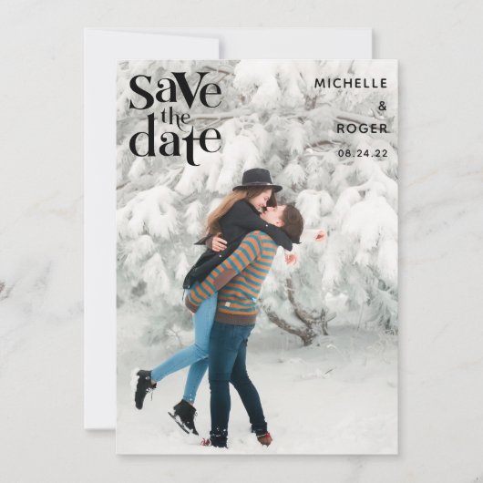 moderne minimale rustieke foto Save The Date kaart (Voorkant)