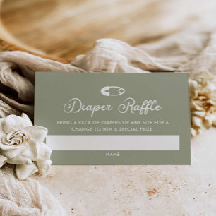 Moderne Minimale Sage Groene Luier Raffle Informatiekaartje