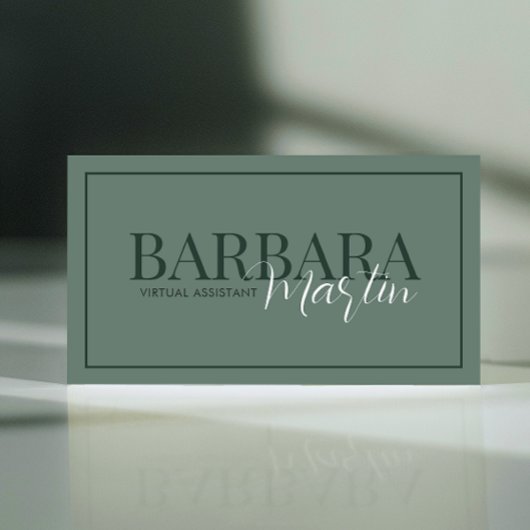 Moderne Minimale Sage Groene QR Code Visitekaartje