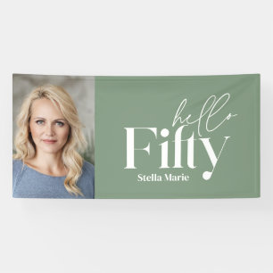 Moderne minimale salie groene foto 50e verjaardag spandoek