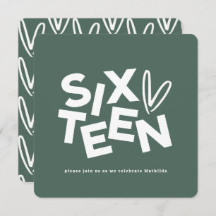 Moderne minimale salie groene typografie 16e verja kaart