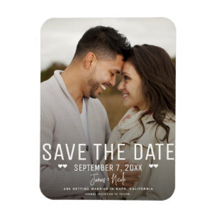 Moderne Minimale Save the Date Trouwfoto Magneet