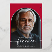 Moderne minimale Scarlet Red Pensioen Partij Folie Uitnodiging (Voorkant)