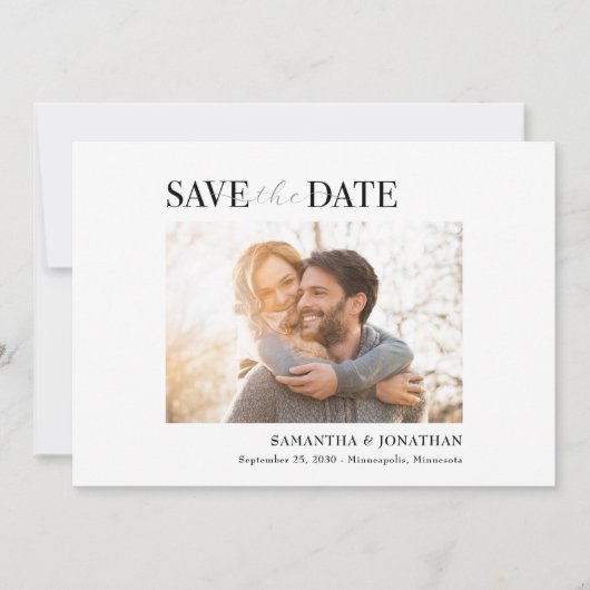 Moderne, minimale, schone foto Opslaan Datum Save The Date (Voorkant)