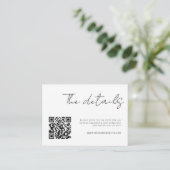 Moderne Minimale Script Details QR Code Informatiekaartje (Staand voorkant)