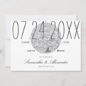Moderne Minimale Script Discobal Oude Geld Huwelij Save The Date (Voorkant)