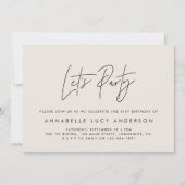 Moderne minimale script geometrische crème verjaar kaart (Voorkant)