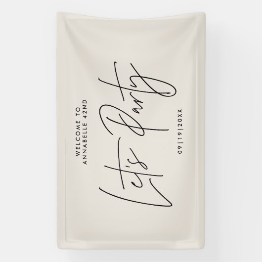 Moderne minimale script geometrische crème verjaar spandoek (Verticaal)