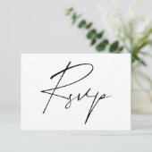 Moderne minimale script kalligrafie bruiloft onlin RSVP kaartje (Staand voorkant)